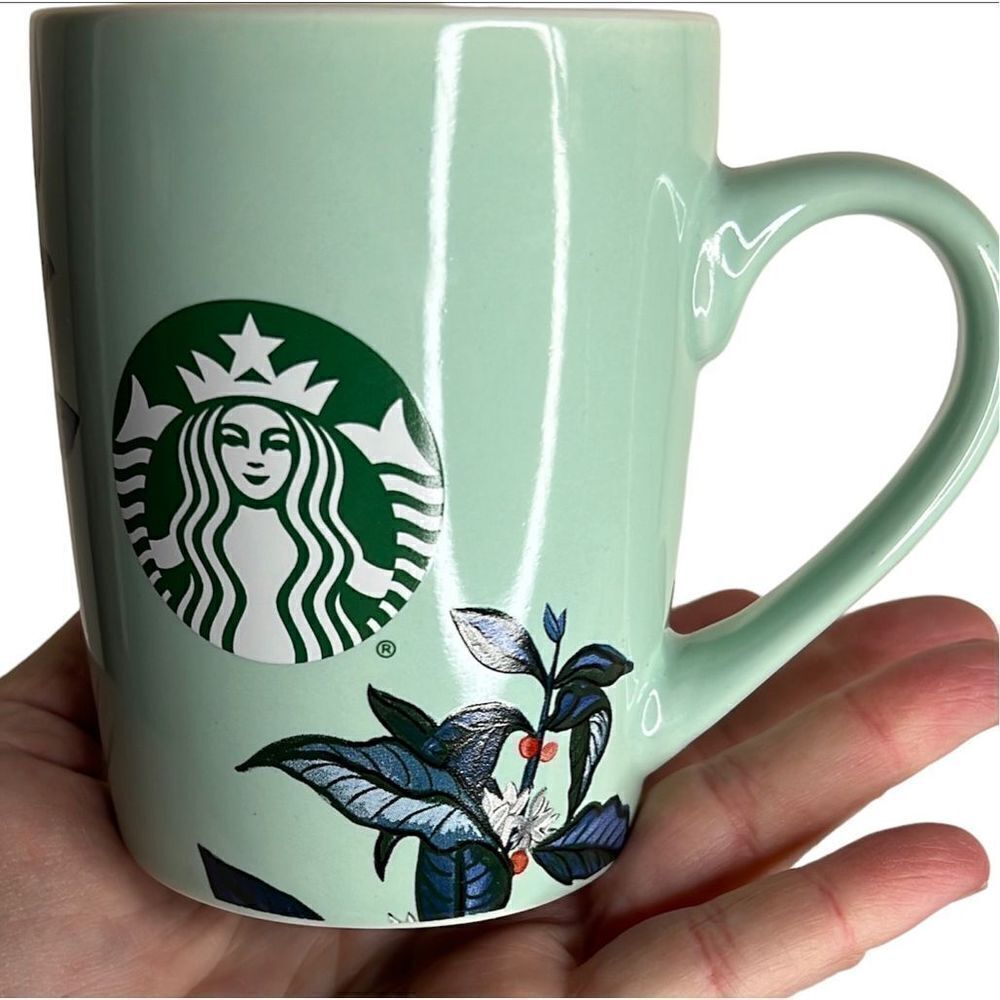 ❤️Starbucks Mint a green floral coffee/tea cup 10oz. 2021